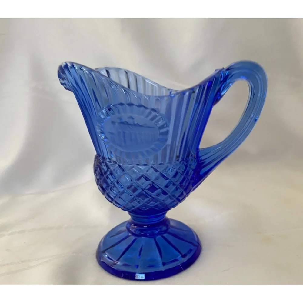 Vintage Avon Fostoria Cobalt Blue Pitcher With Mt Vernon 5.5